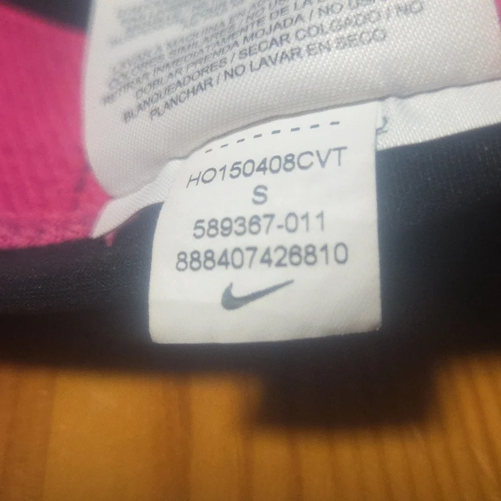 Nike Pro Dri-iFit Black Athletic Leggings with Pink Waistband Size S